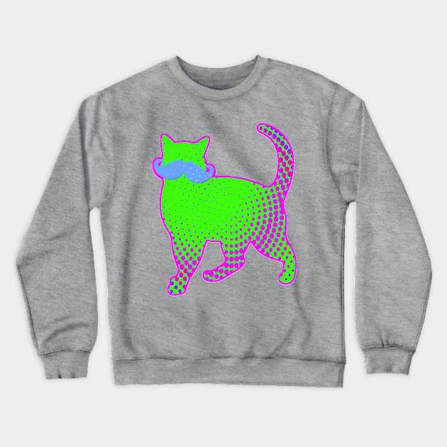 Colorful Trendy Cat Crewneck Sweatshirt by AlondraHanley